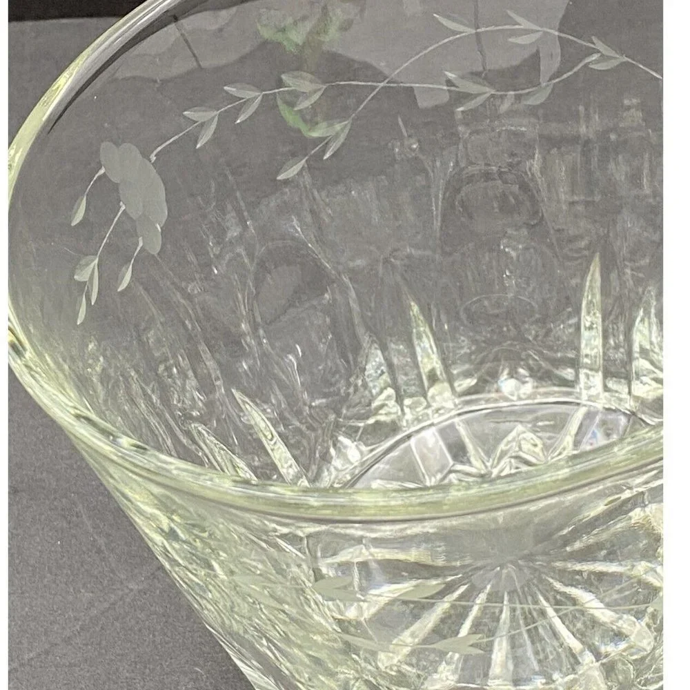 VTG Princess House Crystal Ice Bucket Etched Floral Heavy 2.13lb Barware 70s 80s